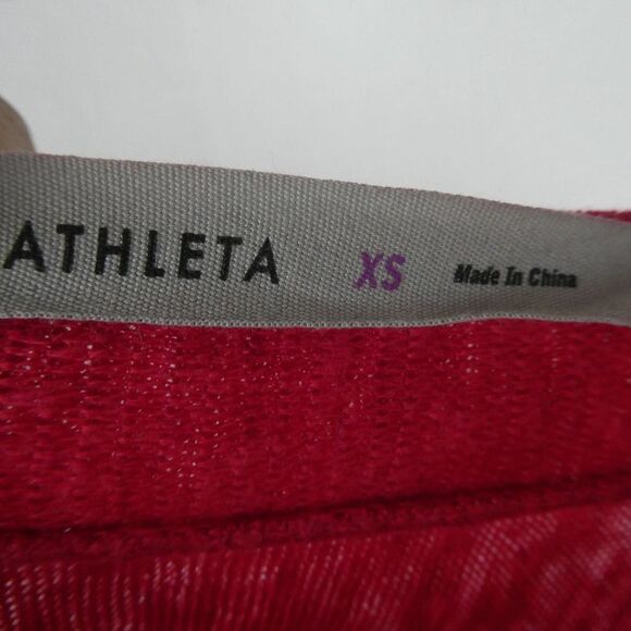 Athleta Linen Cotton Blend Wide Neck Pullover Sweater Pink Ribbed Contrast XS - Picture 6 of 10